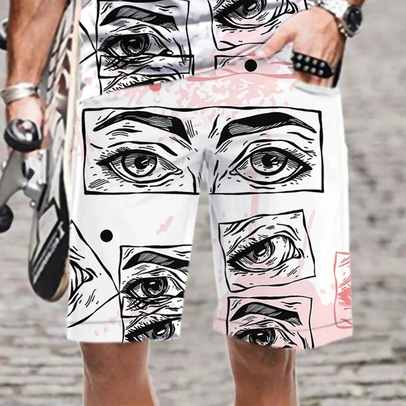 Funny Human Face Pattern Board Shorts 3D Printing Men's Outdoor Leisure Sports Gym Shorts Men Swim Trunks Casual Fashion Shorts