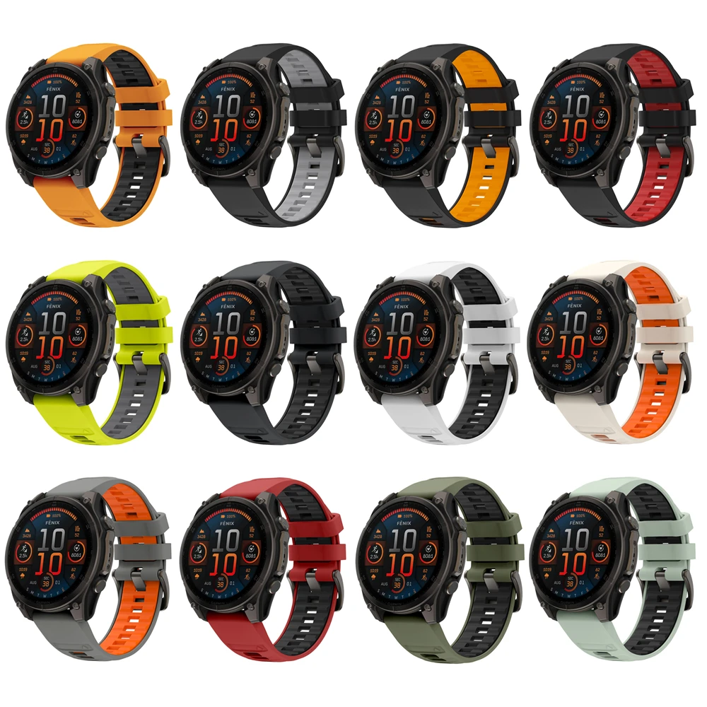 22/26mm QuickFit Silicone Strap For Garmin Fenix 8 51MM E 47MM 7X 7 6X 6 5X 5 Plus Epix Pro Gen 2 Instinct 2 2X Enduro 3 2 Bands