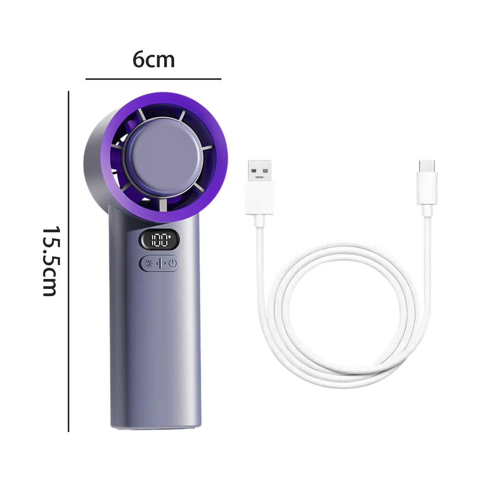 พัดลมมือถือ USB พัดลมพกพาขนาดเล็กจอแสดงผลดิจิตอลขนาดกะทัดรัดสำหรับในร่มกลางแจ้งพัดลมขนตาพัดลมตั้งโต๊ะขนาดเล็กพัดลมระบายความร้อน