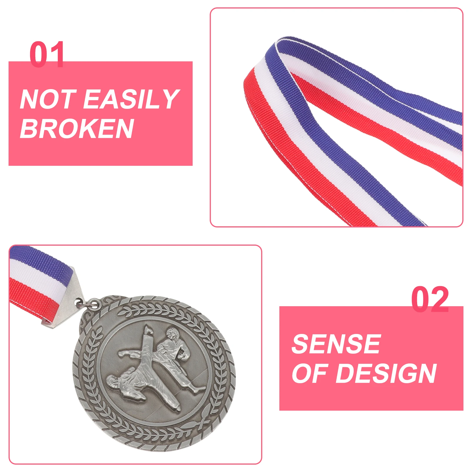 

Competition Award Medal Gold Metal Football Medals Awards with Neck Ribbon Fight