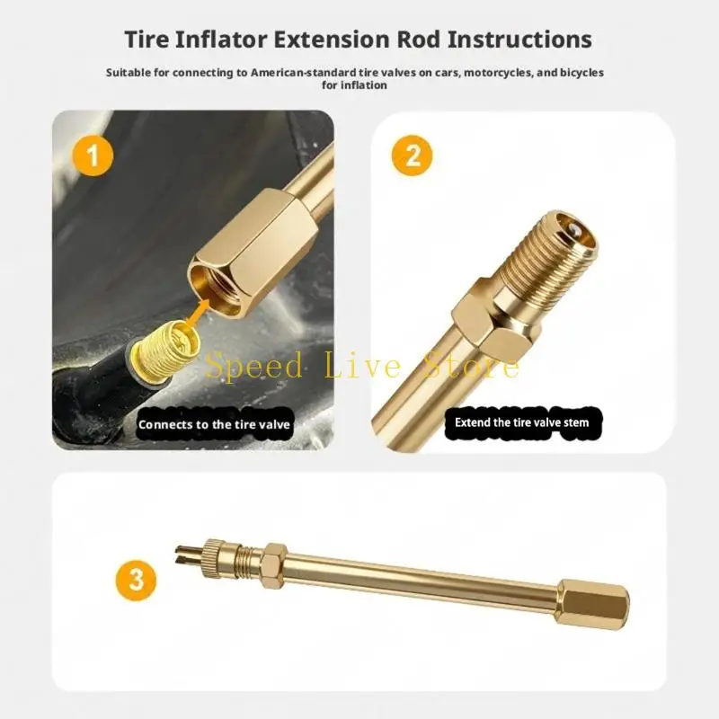 547C 10 Tire Inflation Rod Set 1/4 Thread for Routine Stem Service Work Daily