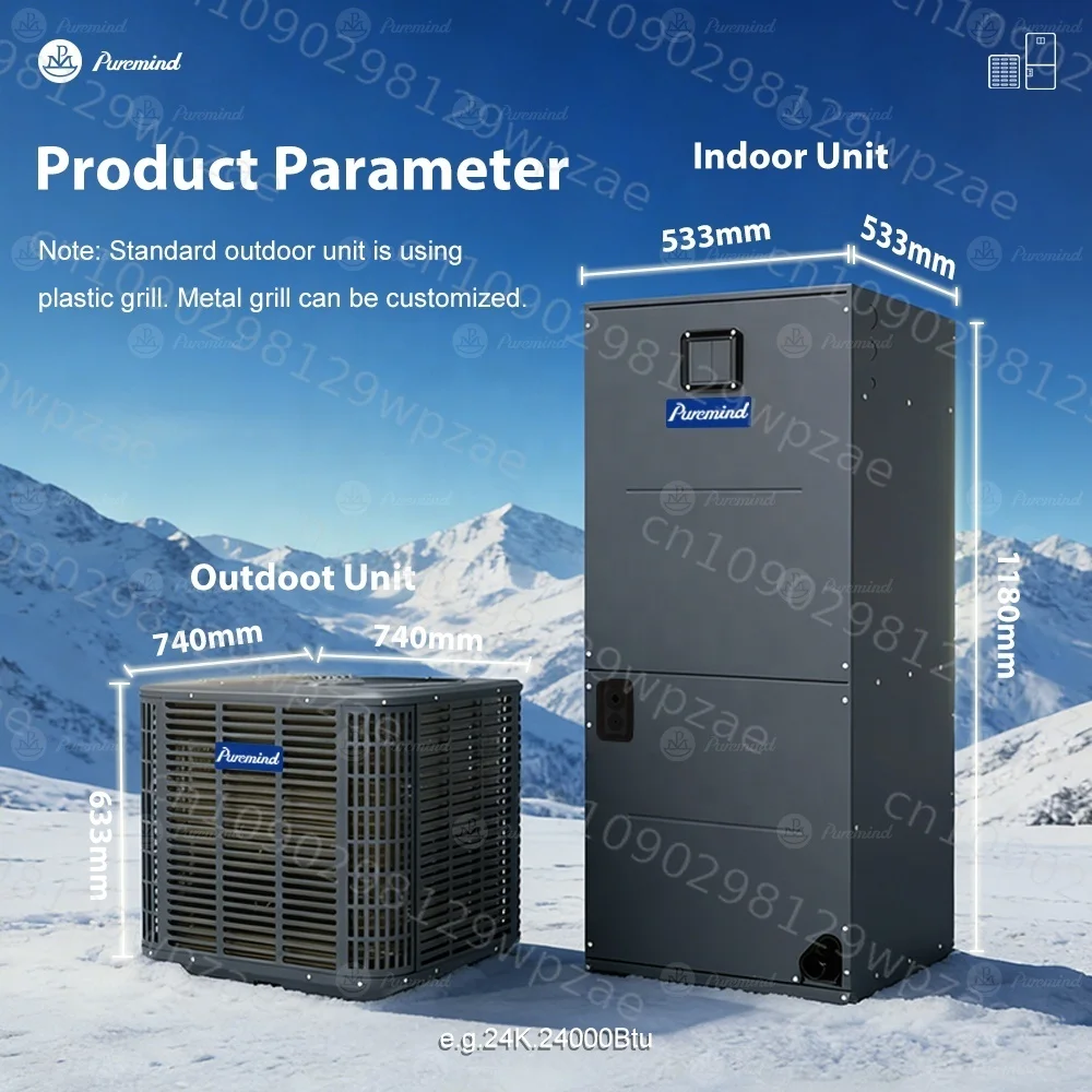 USA 3Ton 4Ton 5 Ton Condenser R454B AHU Hotel Air Handler 16/18 SEER Inverter Heat Pump Light Commercial Air Conditioner