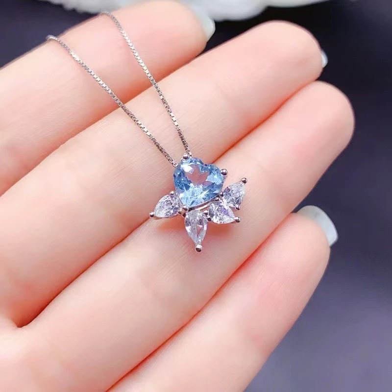 

7mm Crystal Clear Natural Topaz Pendant 925 Silver Natural Topaz 925 Silver Necklace Pendant with 3 Layers 18K Gold Plating
