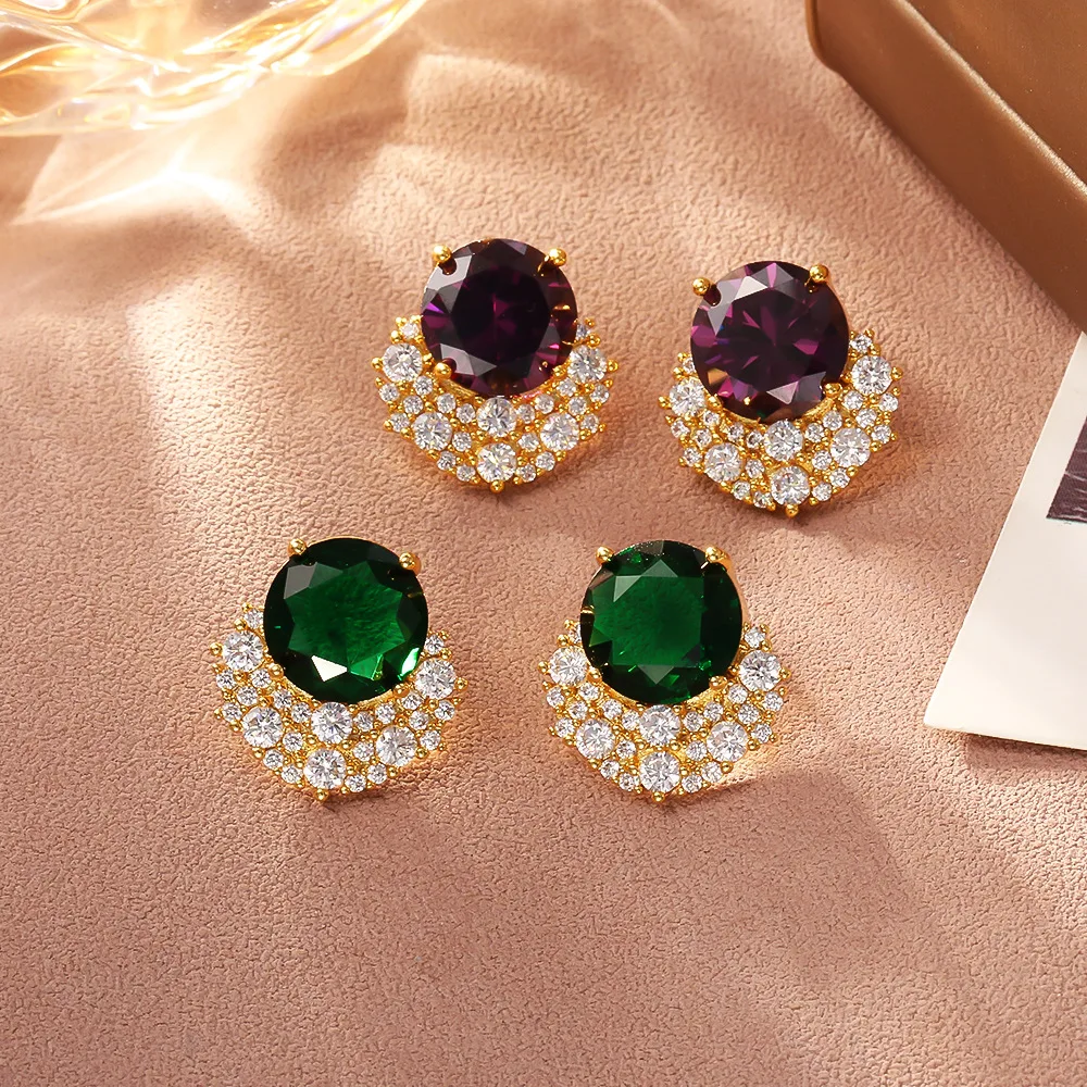 

Light luxury and high-end purple zircon earrings niche design cold style exquisite earrings Douyin popular fashion earrings