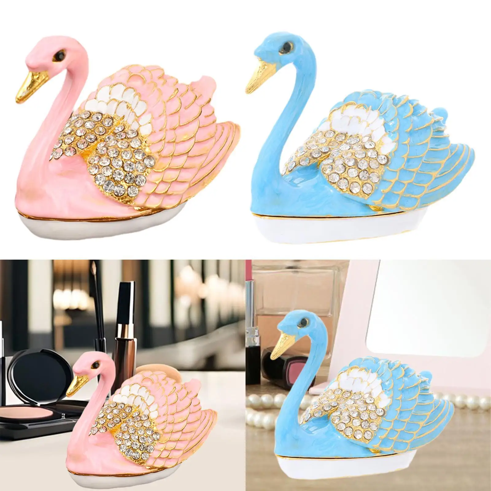 

Swan Jewelry Box Ornament Animal Statue for Living Room Home Photo Props