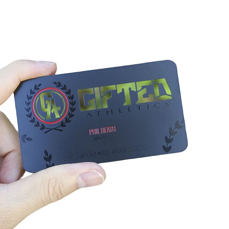 Customized inquiry Luxury Custom Cut Off Logo Laser Engraved Black Metal Card