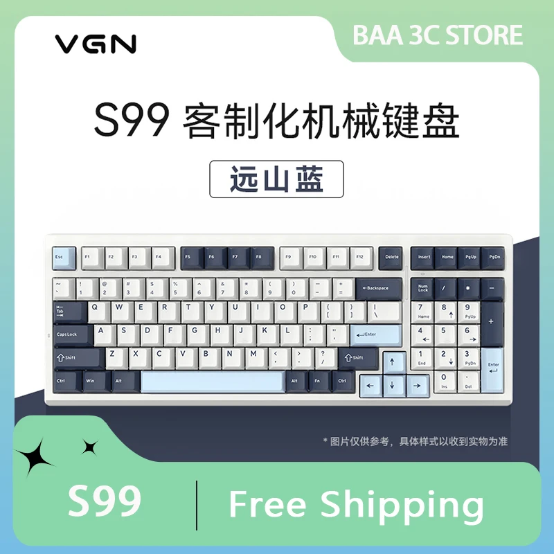 VGN S99 Mechanical Keyboard Wireless Three Mode RGB Hot Swap Gasket 99 Keys 6000mAh PC E-Sports Gamer Mac Office Gaming Keyboard