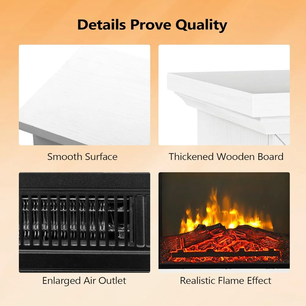 سخان مدفأة كهربائي قائم بذاته مع جهاز تحكم عن بعد ومؤقت، بعرض 27 بوصة، 6 ألوان لهب و5 إعدادات لهب، مزيف واقعي