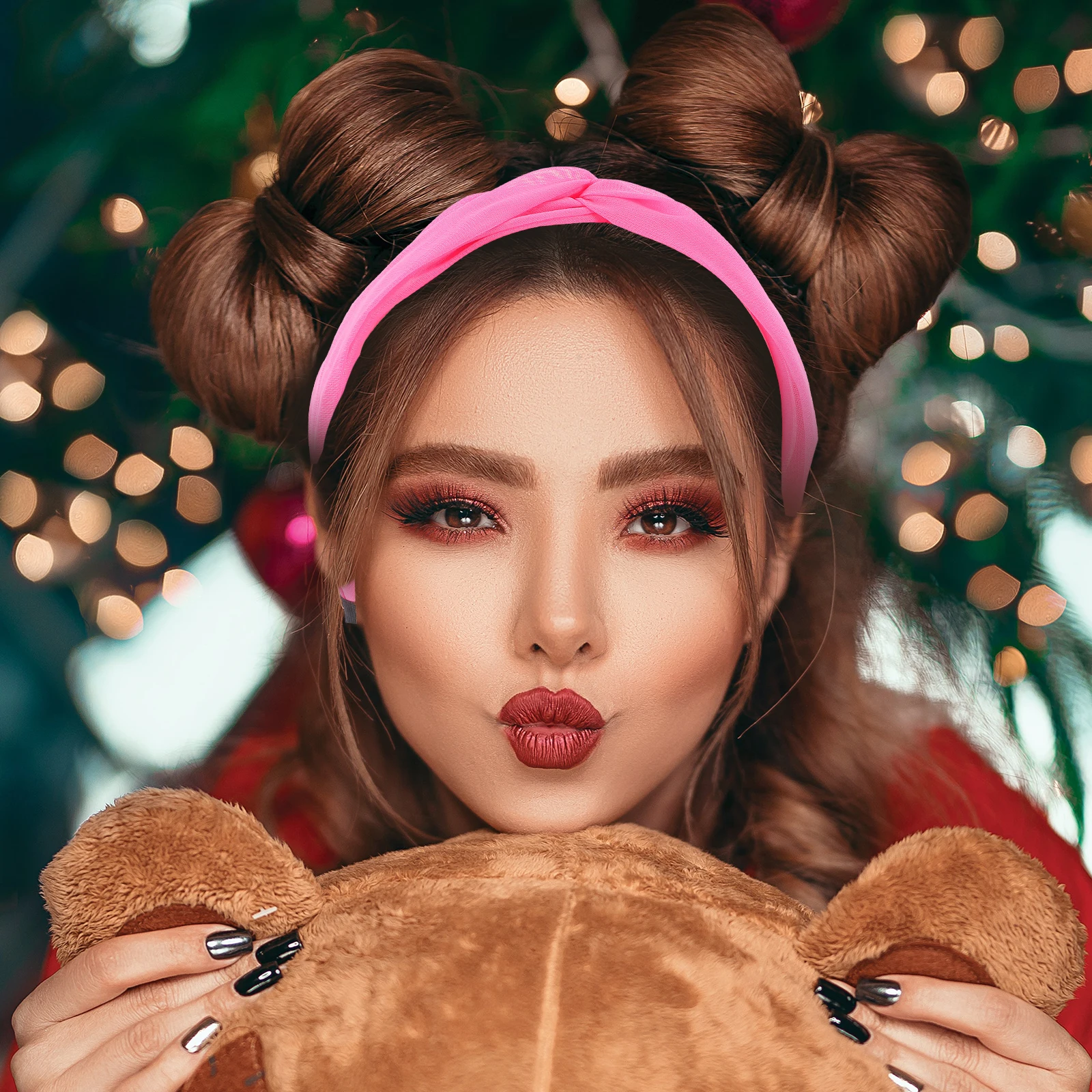 

2Pcs Women Fluorescent Neon Headband Knot Hairband Cute Hair Accessories for Parties Disco Stage Performance Disco Headband