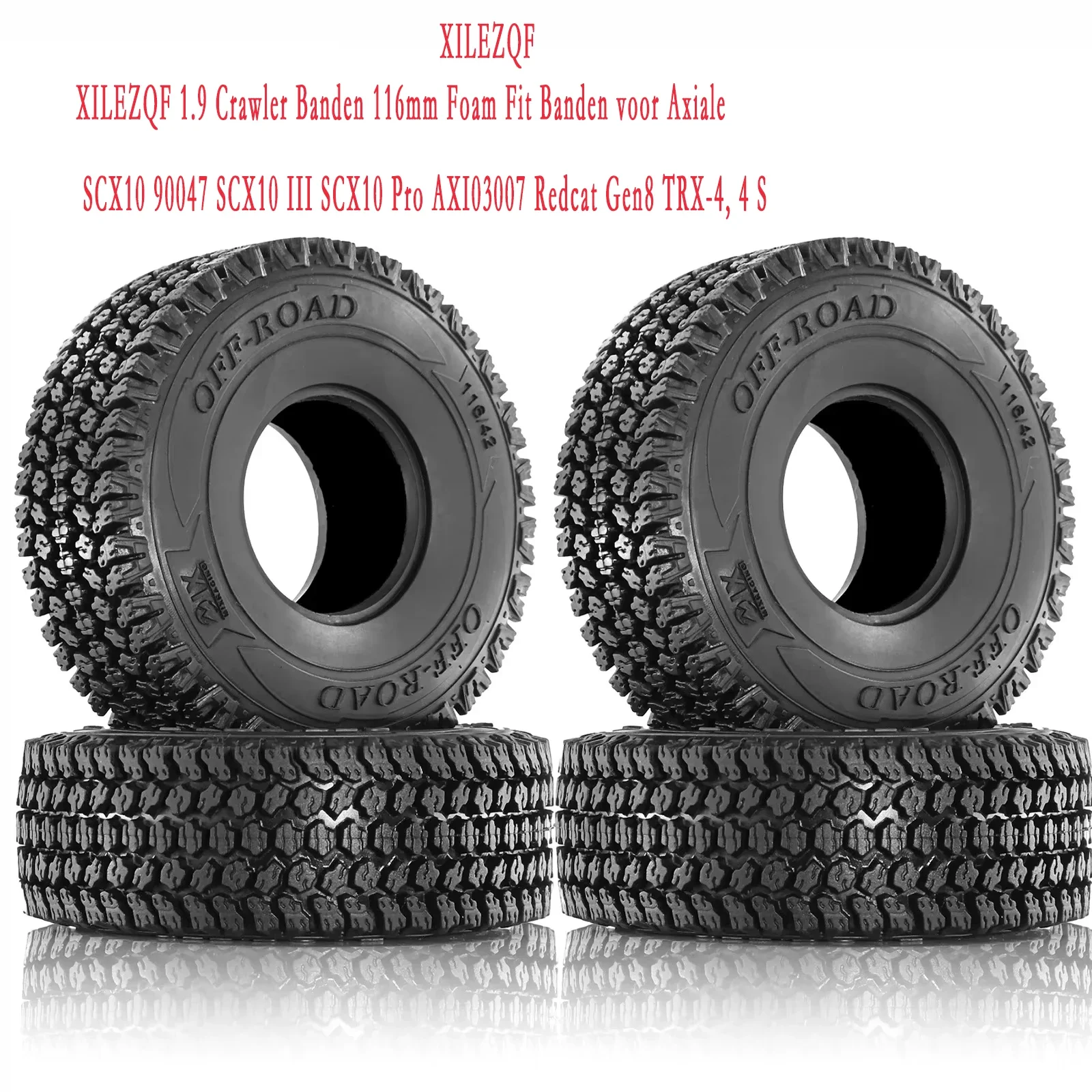 

1.9 Crawler Banden 116mm Foam Fit Banden voor Axiale SCX10 90047 SCX10 III SCX10 Pro AXI03007 Redcat Gen8 TRX-4, 4 S