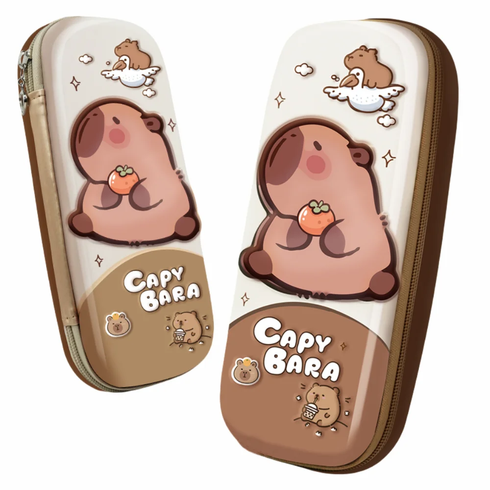 3D stereo Cute Capybara pencil case Drop resistant waterproof Student school supplies storage box hard shell decompression case