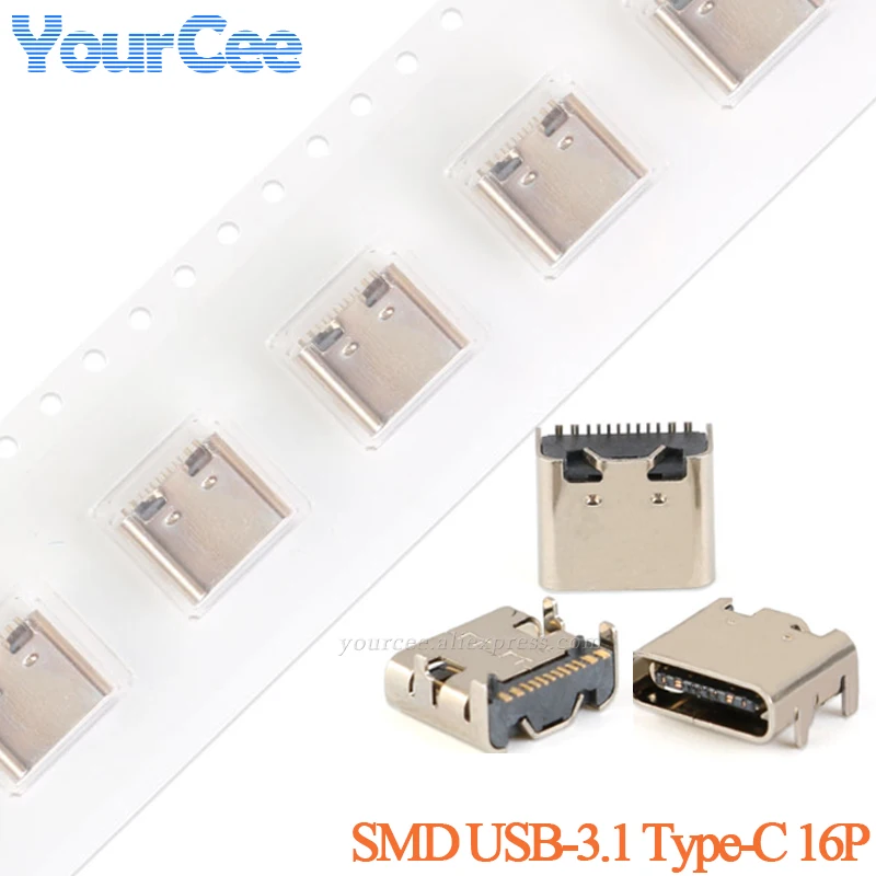 20 個/5 個 Type-C ソケットメス/オスソケットコネクタ SMD 2/14/16P/6P/24P 高解像度伝送インターフェース 4 固定ピンシンク