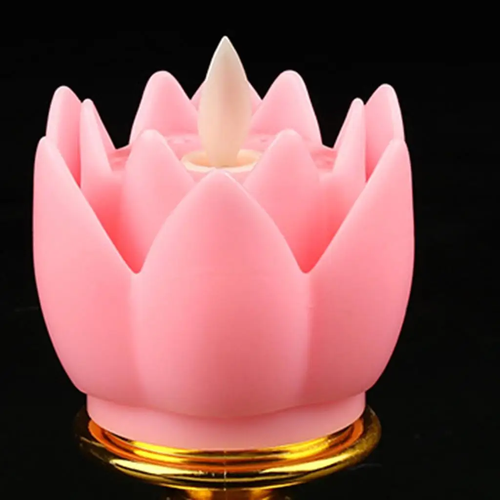 Exquisite Lotus Lamp Battery LED Holy Buddha Light for Desktop Temple Decoration