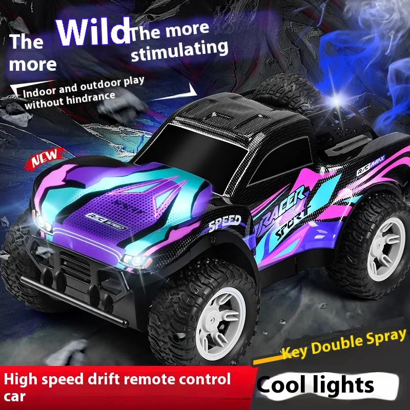 Remote Control Car Spray Pickup Four Wheel Drive Off Road Racing Car Drift Dynamic Music Children Toys Birthday Gift Decorations