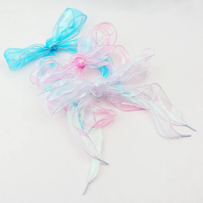 4cm Wide Fashion Colorful Lace Shoelaces for Sneakers And Flat Shoes Adjustable Length 80cm/100cm/120cm/140cm Shoe Accessories