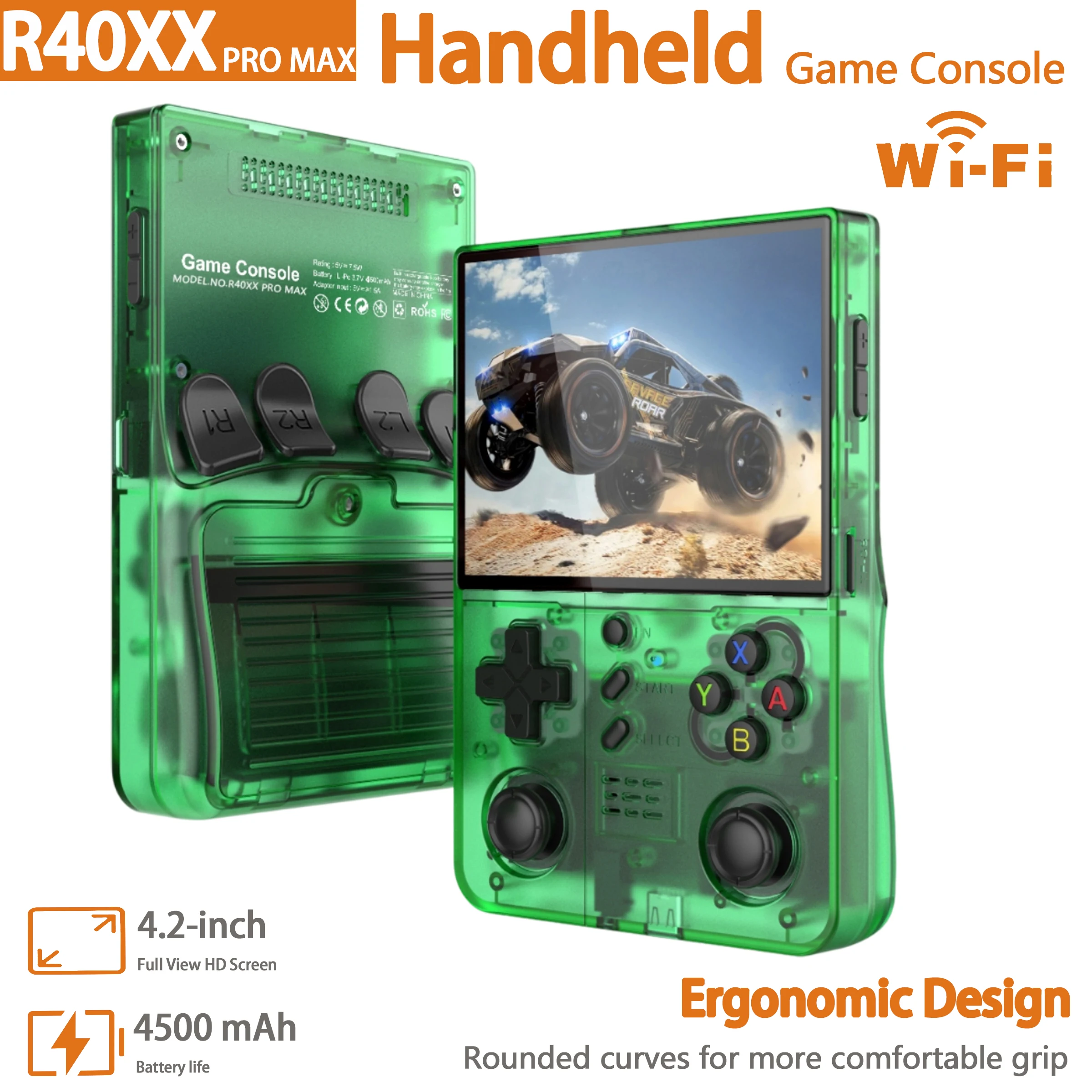 BOYHOM R40XXProMAX Retro Handheld Console Classic Game 4.2 inch HD IPS Screen bult-in wifi Portable Video Player 4500mAh