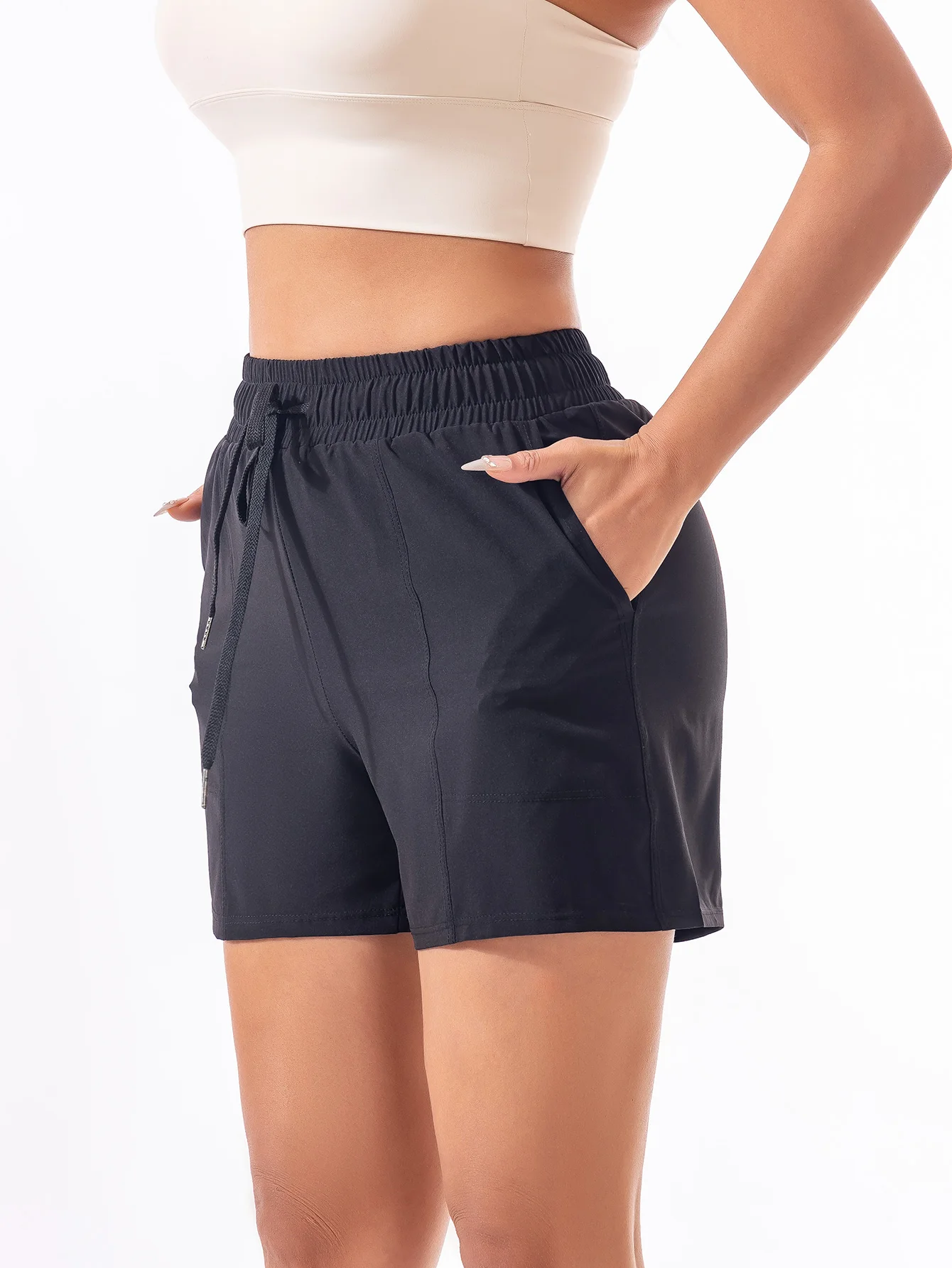 Women's Spring Summer 2-in-1 Yoga Shorts High-Waist Anti-Exposure Quick-Drying