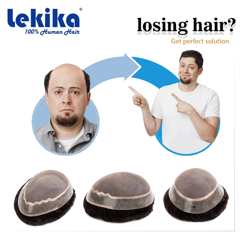 الاصطناعية للشعر للرجال غرامة أحادية مثير اكسسوارات للرجال لينة بولي Pu 100% شعر بشري اصطناعي للرجال 6 "نظام الشعر للرجل #1