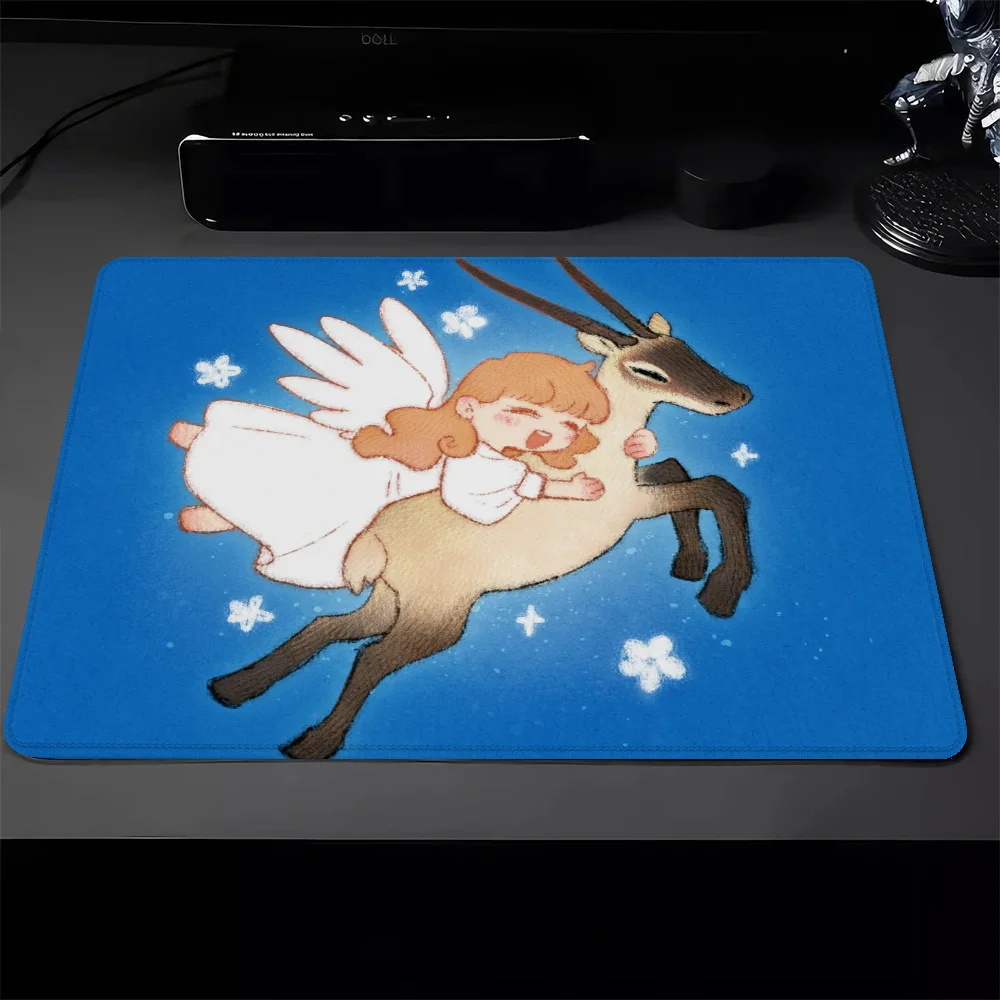 Small Gaming Pc Accessories Angels and Animals Wireless Mouse Pad Gamer Pad on the Table Keyboard Mat Deskmat Mausepad Mousepad