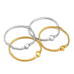 1pc Stainless Steel Classic Snake Bone Chain Ball Bangle for Women Men Cuff Chain Link Bracelet Charm Waterproof Jewelry Gifts