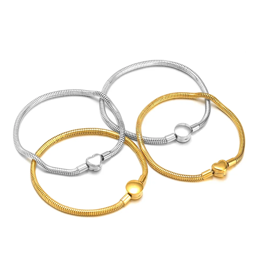 1pc Stainless Steel Classic Snake Bone Chain Ball Bangle for Women Men Cuff Chain Link Bracelet Charm Waterproof Jewelry Gifts