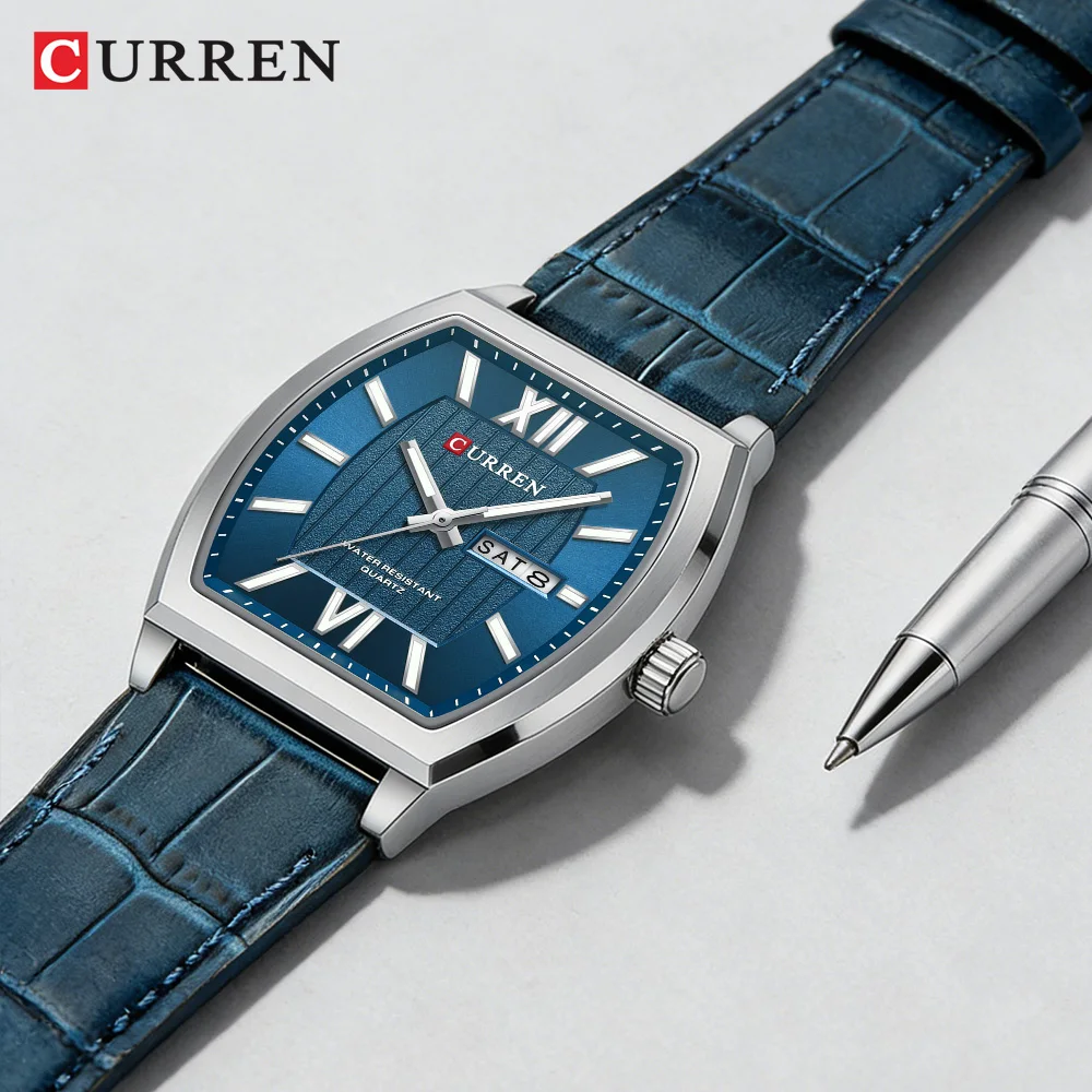 CURREN Elegant Men's Watch with Day-Date Display Formal Classic Quartz Wristwatch with Luminous Hands Casual Wear Gift for Him