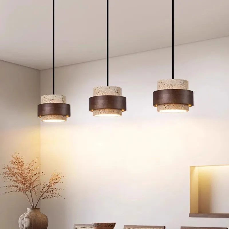 

Yellow cave stone antique bedside bedroom pendant light, high-end Wabi Sabi style American retro bar counter, study room, restau