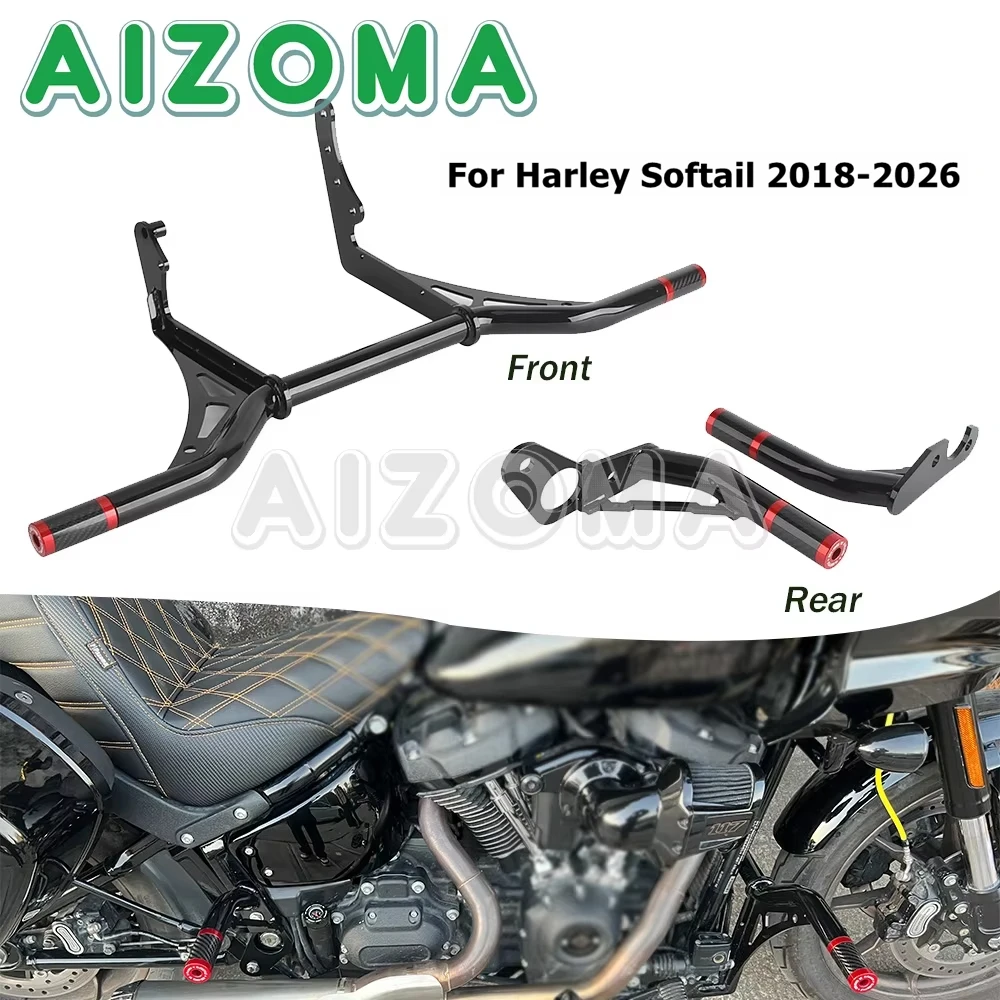 Motorcycle Front Rear Crash Pegs Bar For HARLEY Softail Street Bob Fat Bob FXBB 114 FXBBS Standard FXST Low Rider FXLR 2018-2026