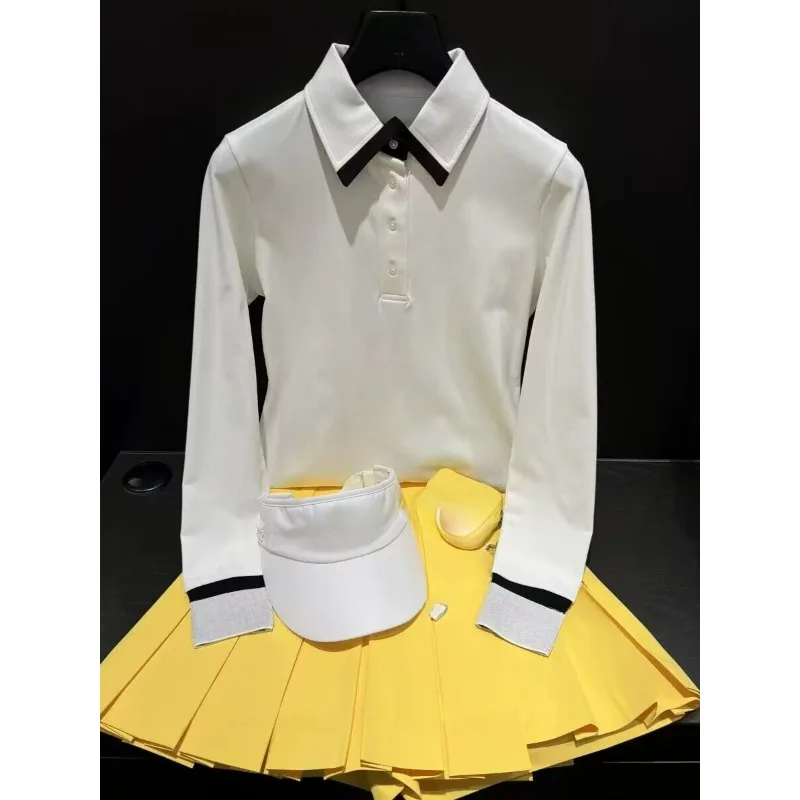 

Женский спортивный Топ с длинным рукавом и лацканами