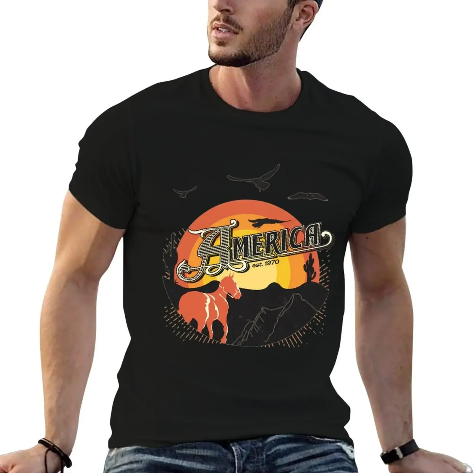 

America Band T-Shirt luxury designer summer top cute tops oversize t-shirts man heavyweight t shirts for men