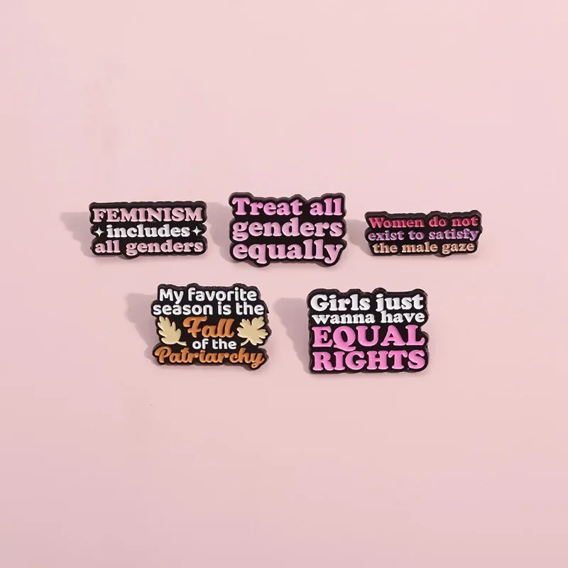 Female Power Enamel Pins Custom Treat All Genders Equally Brooches Backpack Lapel Badge Jewelry Gift for Women Friends Wholesale