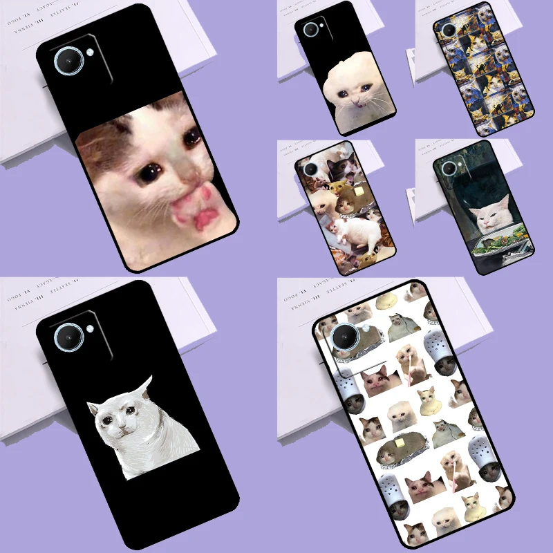 Crying Cat Memes Funda For Realme C53 C55 C35 C33 C31 C30 C25s C21Y C11 GT Neo 5 3T 2T 9 10 11 Pro Plus Case