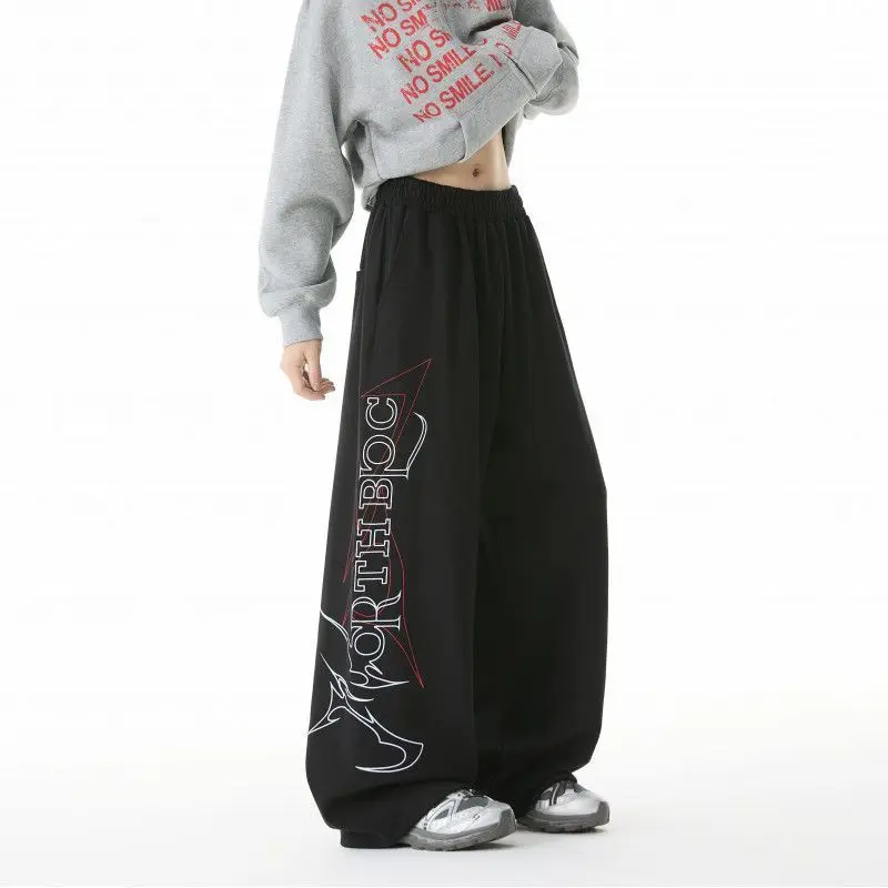 

American Letter-printed Sweatpants, Men's Autumn Loose Straight-leg Wide-leg Pants, Hip-hop Jazz Street Dance Casual Long Pants