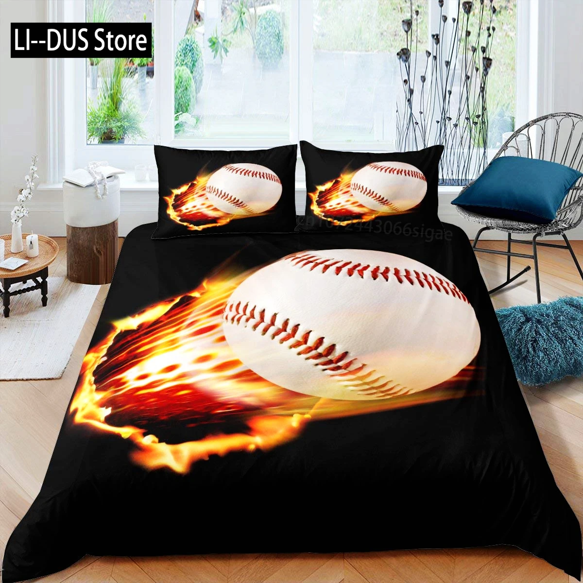 Baseball Duvet Cover Polyester Ball Pattern Sports Theme Player Twin Bedding Set For Teen Baseball Lovers Queen King Quilt Cover