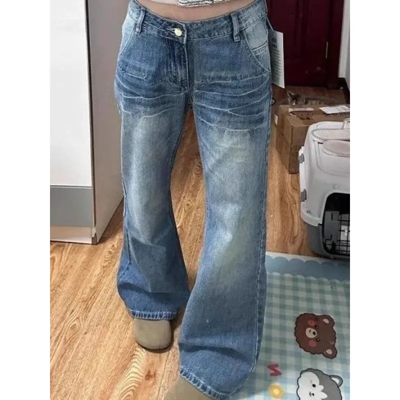 

Slimming Loose Fit Women Jeans Trousers American Retro 2025 Autumn Winter Trend High Waist Flared Wide Leg Floor Drag Jeans