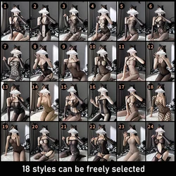 Women Sexy Open Crotch Bodysuit Erotic Fishnet Mesh Bodystockings Female Porn Hollow Teddy Crotchless Stretch Lingerie 18 styles