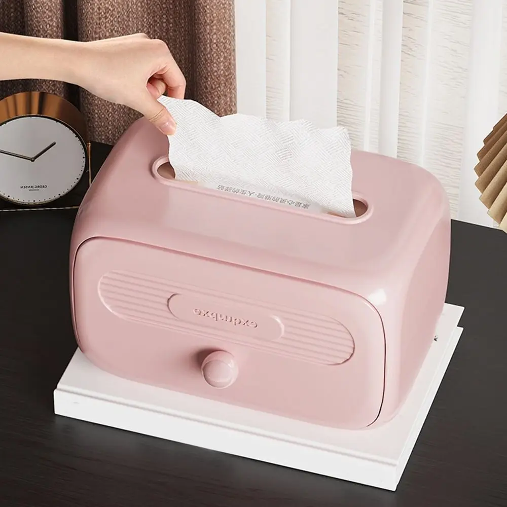 

Plastic Tissue Storage Boxes Rectangle Large Capacity Paper Drawing Box with Spring Desktop/Wall Mounted Napkin Extraction Box