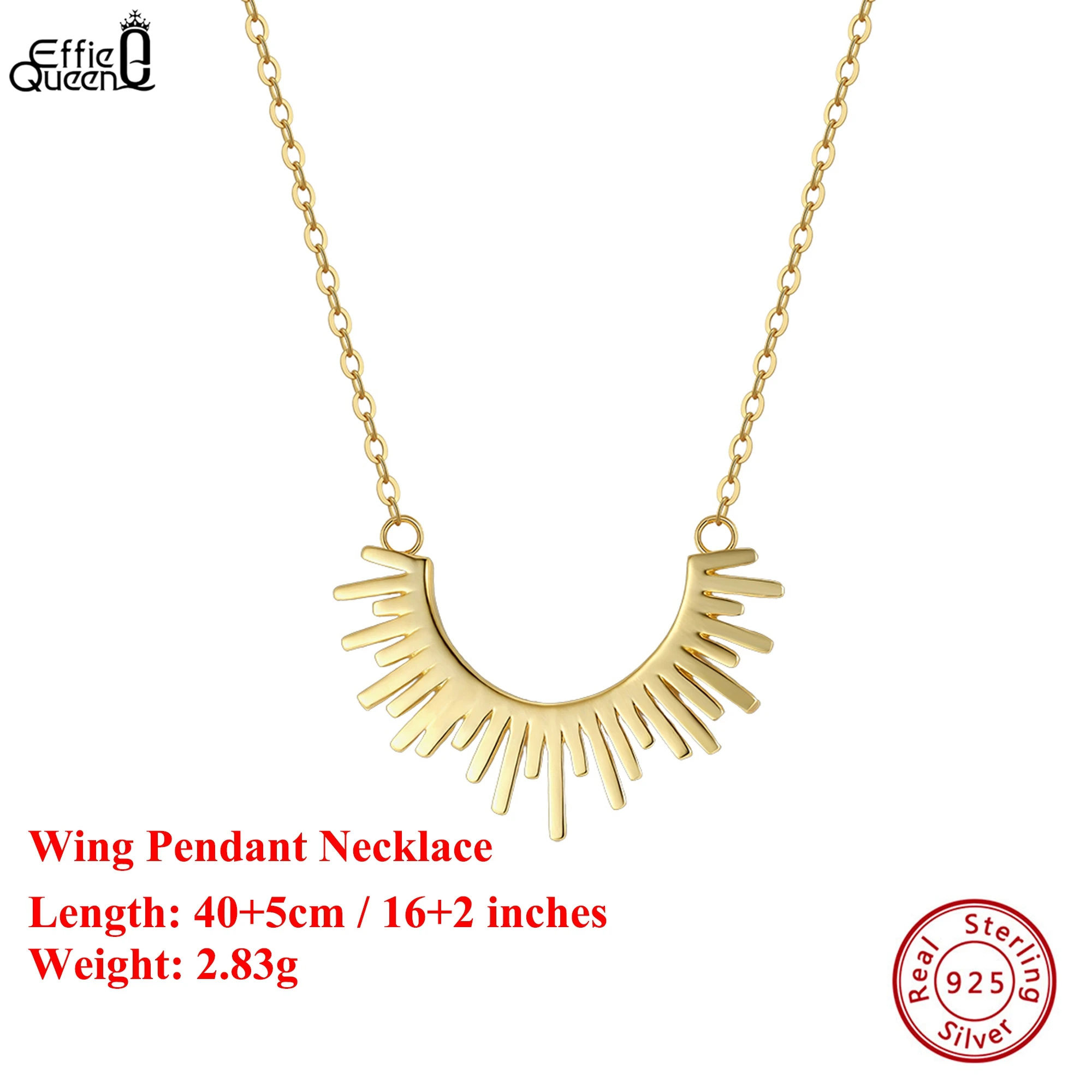 

Effie Queen 100% S925 Silver 14k Gold Wing Pendant Necklace Fine Jewelry for Women Banquet Party Gift 2025 Trend Necklace GAN14