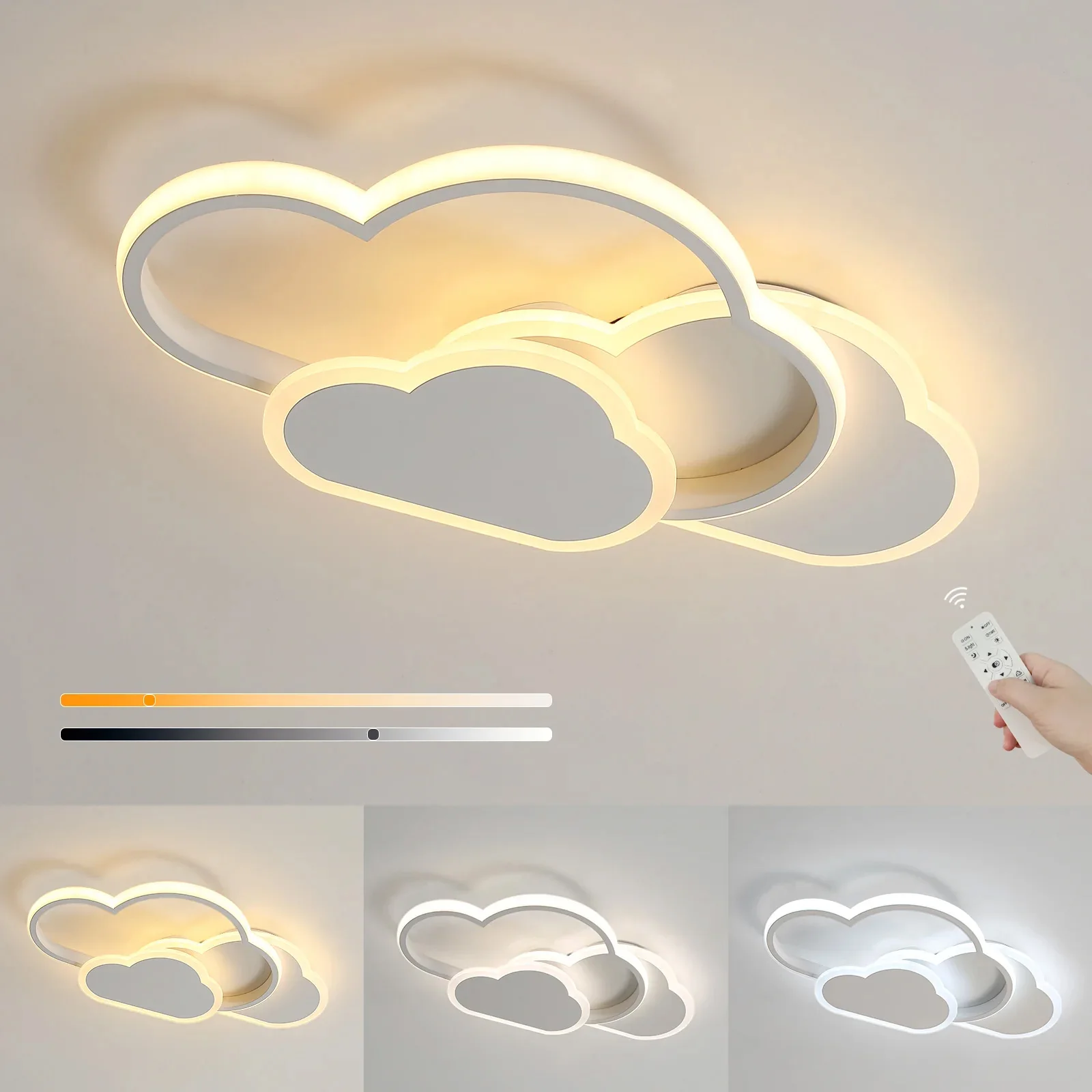 DELIPOP Plafonnier LED Cloud 32W, lampe de plafond créative avec télécommande à intensité variable 3000-6500k 2800strada, pour salon 3