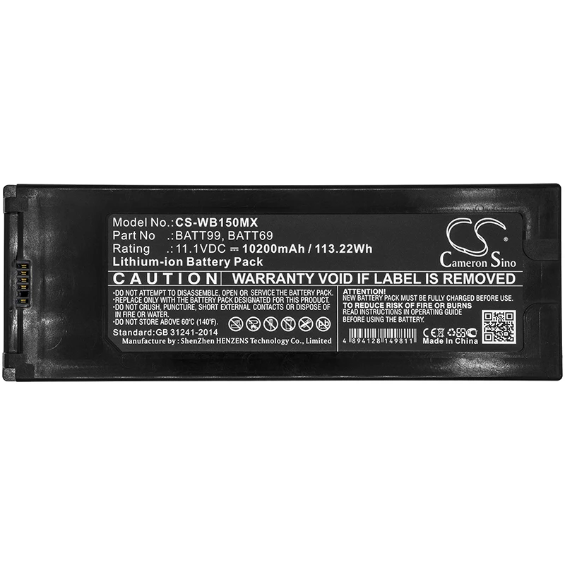 Li-ion Medical Battery for Welch-Allyn | 11.1V, 10200mAh | Compatible with Connex Spot, Connex VSM 6000, 6300, 6400, and 6500