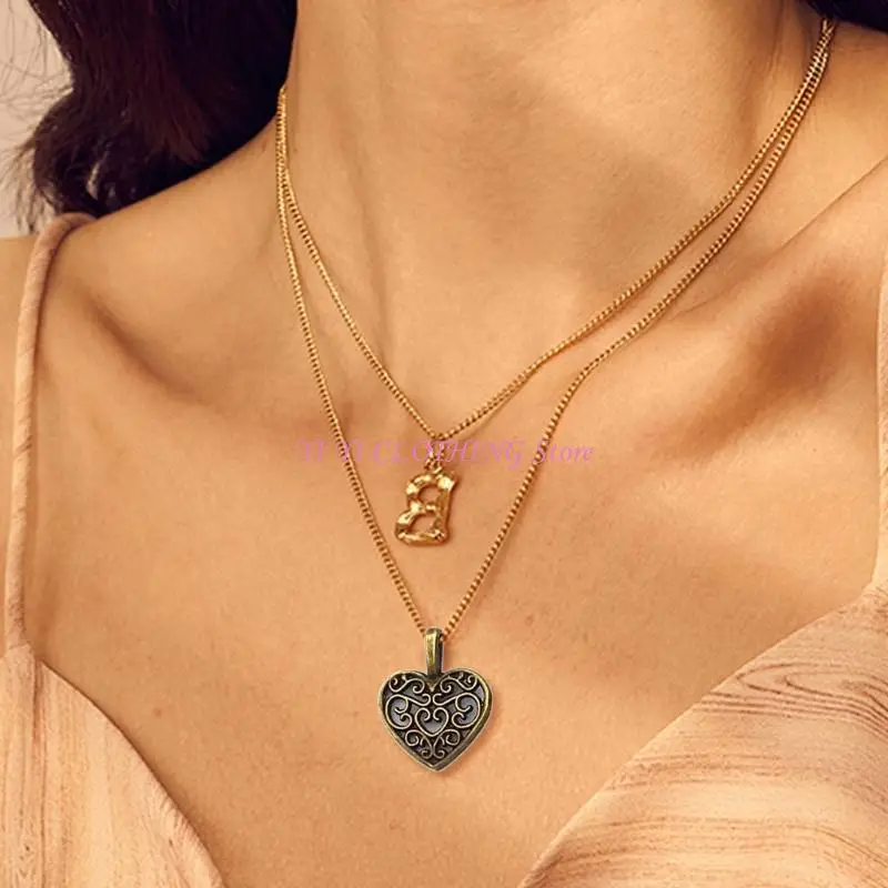 N5KF Stylish Metal Heart Shaped Pendant DIY Necklace Charm Craft Project Accessories