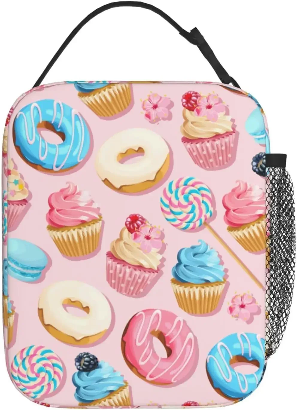 Cupcakes And Donuts Lunch Bags Reusable Insulated Thermal Lunch Box Portable Tote Bag Cooler Bag for Picnic Office Work Travel