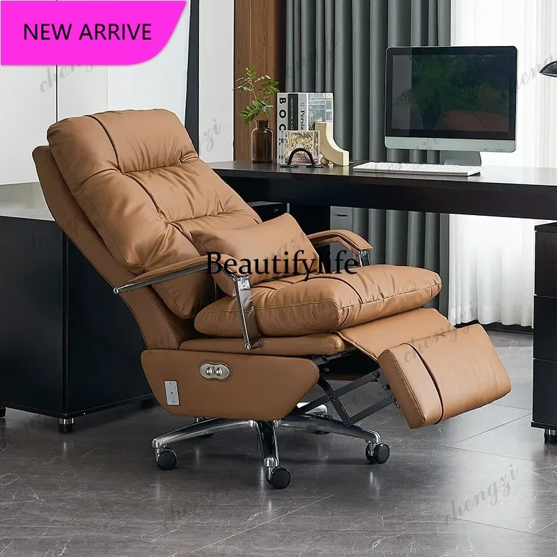 

M132 Electric Multi-Function Executive Chair - Genuine Leather Ergonomic Massage Office Desk Chair Reclining Feature Furniture