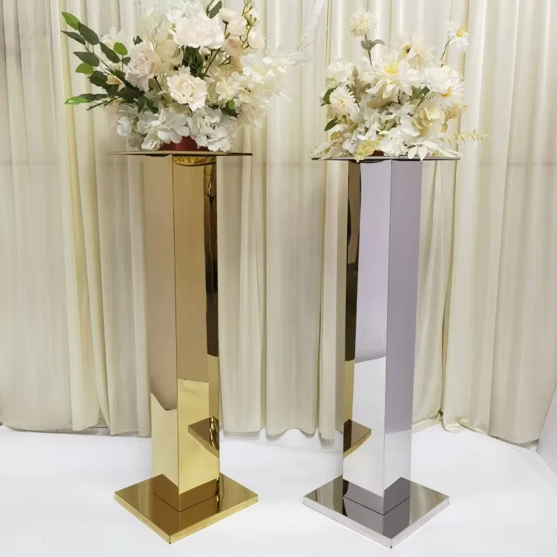 2 PCS/ Lot Flower Road Lead Metal Pillar Wedding Table Centerpieces Event Party Vases Home Hotel Decoration