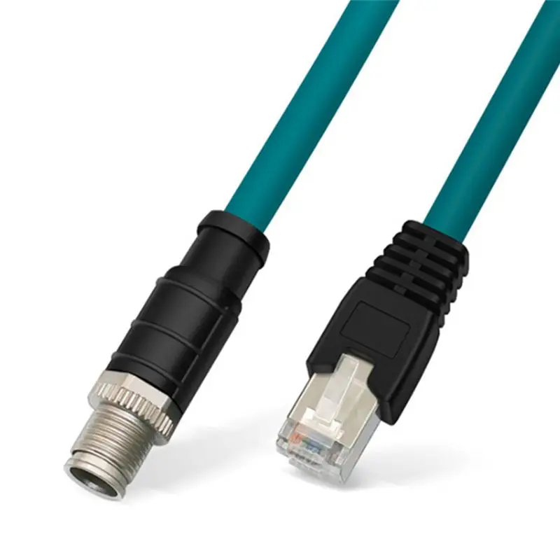 ABZZ-Industrial Camera Sensor Drag Chain Line 8Pin To RJ45 Male X Aviation Plug X-Type Network Cable Connector 1 Meter