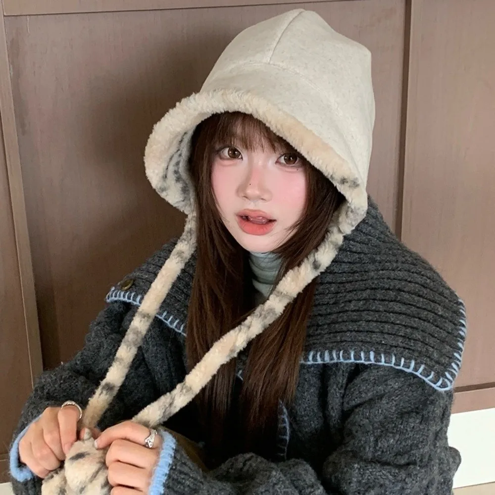 Soft Knitted Hat Double-sided Cold Protection Women's Lei Feng Hat Ear Protection Keep warm Winter Beanie Hat Daily Wear
