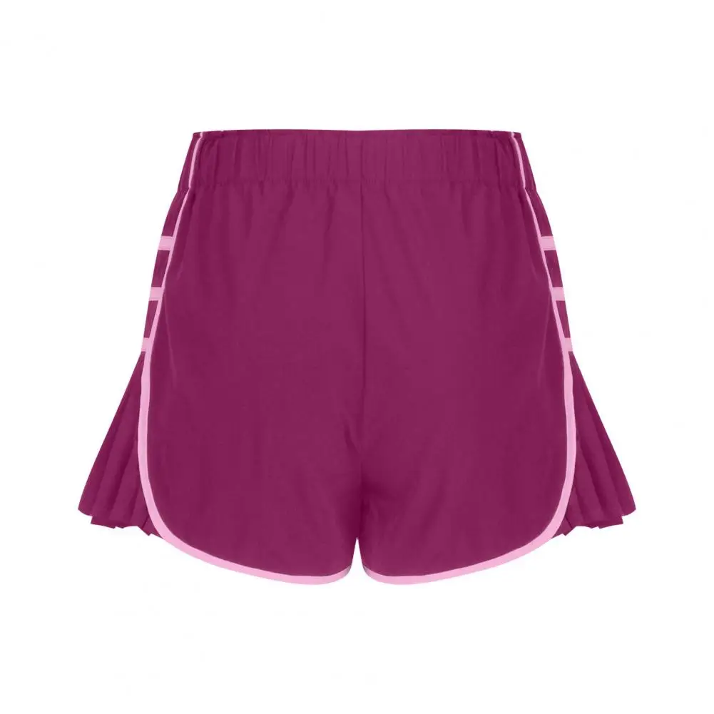 

Contrast Color Shorts Flowy Shorts with Built-in Briefs Stylish Women's Summer Sports Shorts with Elastic High Waist for Jogging