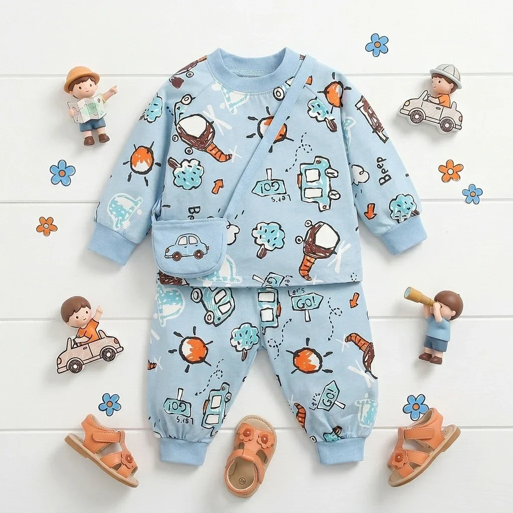 Clothing Sets Baby Boys Pajamas Tops + Pants 2Pcs Long Sleeve Girls Cotton