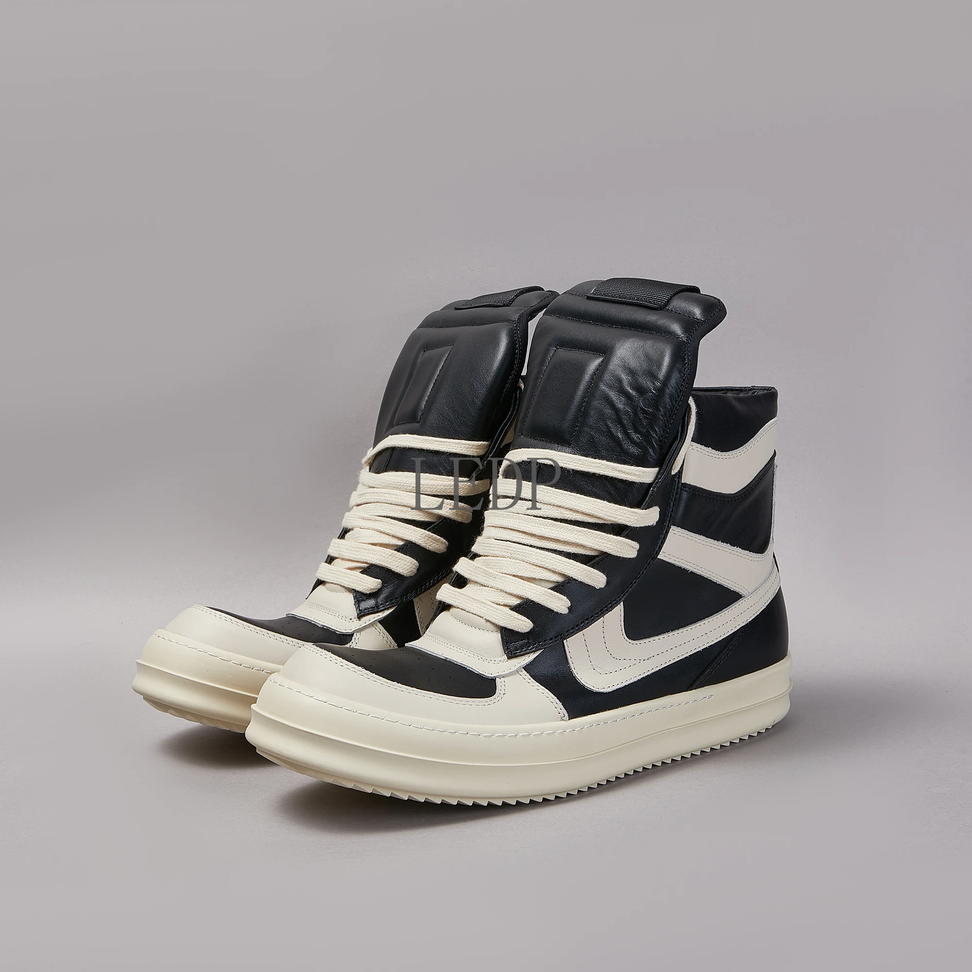 

Brand Casual Men Shoes High Top Women Sneakers Quality Black Leather Ankle Boots Fashion Zipper Luxury Designer Big Hook Shoe