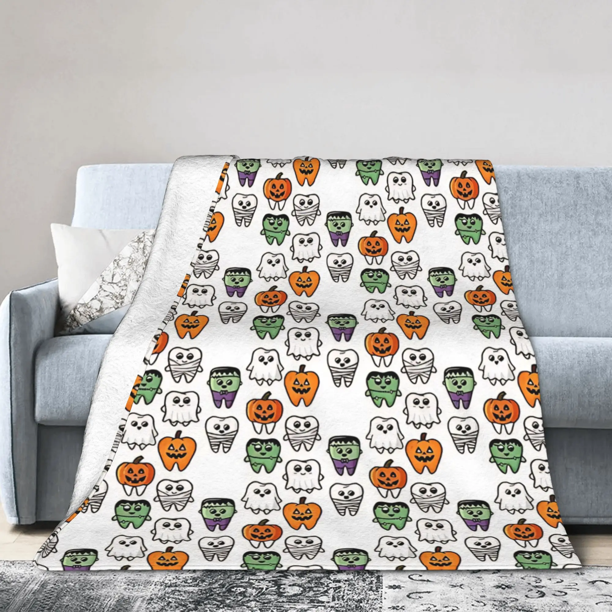 Dental Matching  Blanket Cover Cartoon Teeth Helloween Fleece Throw Blankets Summer Air Conditioning Ultra-Soft Warm Bedsprea,